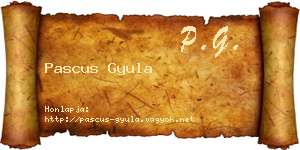 Pascus Gyula névjegykártya