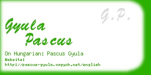 gyula pascus business card